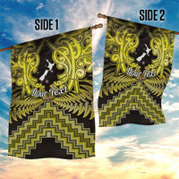Personalised Aotearoa Matariki Garden Flag Yellow Fern Maori Poutama