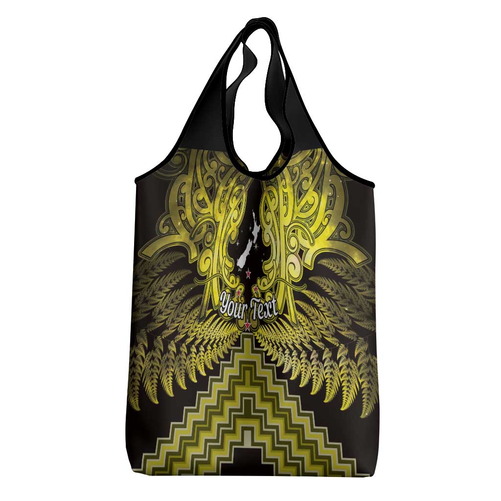 Personalised Aotearoa Matariki Grocery Bag Yellow Fern Maori Poutama