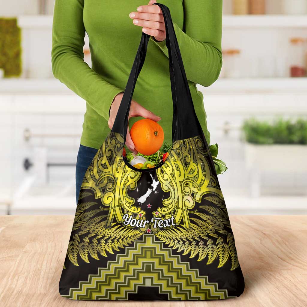 Personalised Aotearoa Matariki Grocery Bag Yellow Fern Maori Poutama