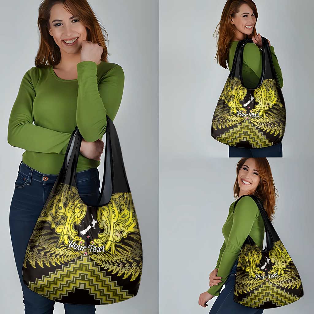 Personalised Aotearoa Matariki Grocery Bag Yellow Fern Maori Poutama