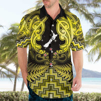 Personalised Aotearoa Matariki Hawaiian Shirt Yellow Fern Maori Poutama