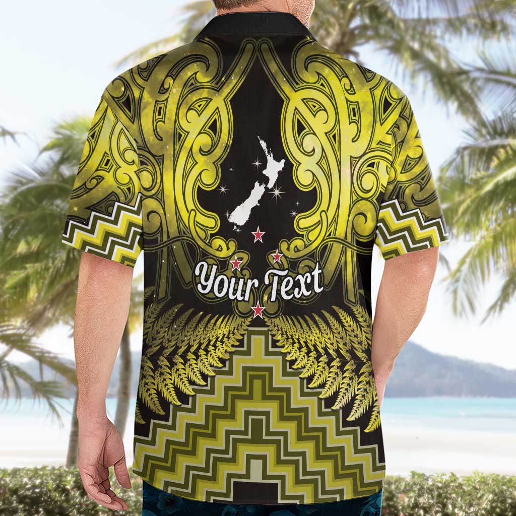 Personalised Aotearoa Matariki Hawaiian Shirt Yellow Fern Maori Poutama