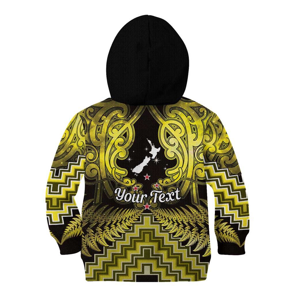 Personalised Aotearoa Matariki Kid Hoodie Yellow Fern Maori Poutama