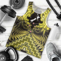 Personalised Aotearoa Matariki Men Tank Top Yellow Fern Maori Poutama