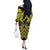 Personalised Aotearoa Matariki Off The Shoulder Long Sleeve Dress Yellow Fern Maori Poutama