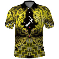Personalised Aotearoa Matariki Polo Shirt Yellow Fern Maori Poutama