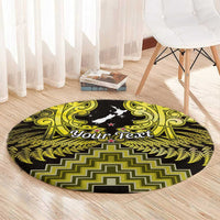 Personalised Aotearoa Matariki Round Carpet Yellow Fern Maori Poutama