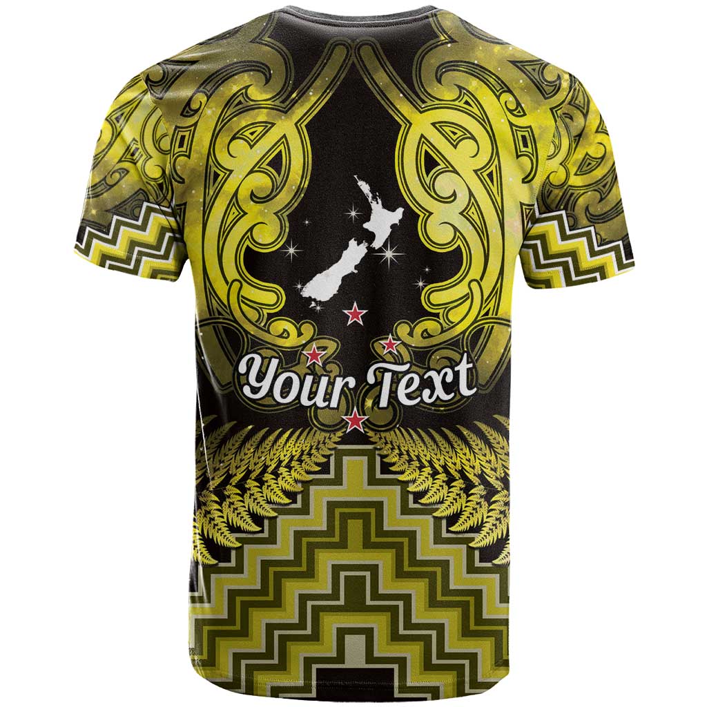 Personalised Aotearoa Matariki T Shirt Yellow Fern Maori Poutama