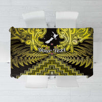 Personalised Aotearoa Matariki Tablecloth Yellow Fern Maori Poutama