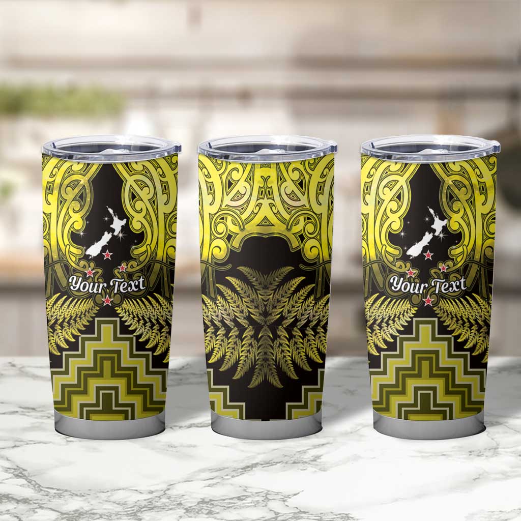 Personalised Aotearoa Matariki Tumbler Cup Yellow Fern Maori Poutama