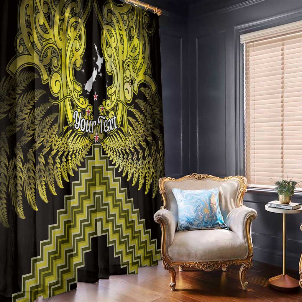 Personalised Aotearoa Matariki Window Curtain Yellow Fern Maori Poutama