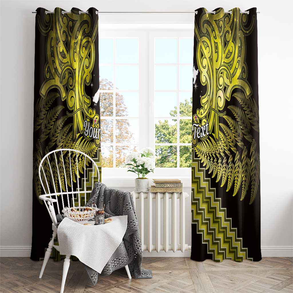 Personalised Aotearoa Matariki Window Curtain Yellow Fern Maori Poutama