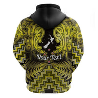 Personalised Aotearoa Matariki Zip Hoodie Yellow Fern Maori Poutama