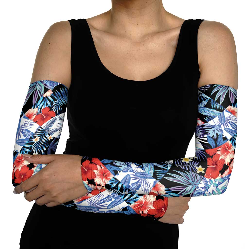 Hawaii Tropicana Blue Pattern Arm Sleeves - Polynesian Pride