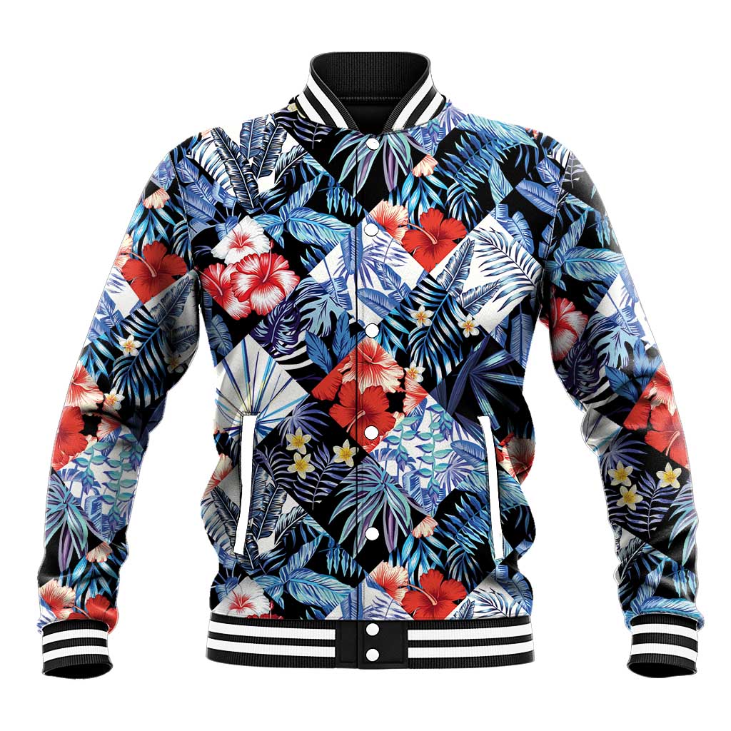 Hawaii Tropicana Blue Pattern Baseball Jacket - Polynesian Pride