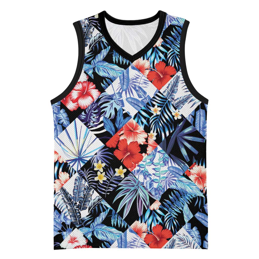 Hawaii Tropicana Blue Pattern Basketball Jersey - Polynesian Pride