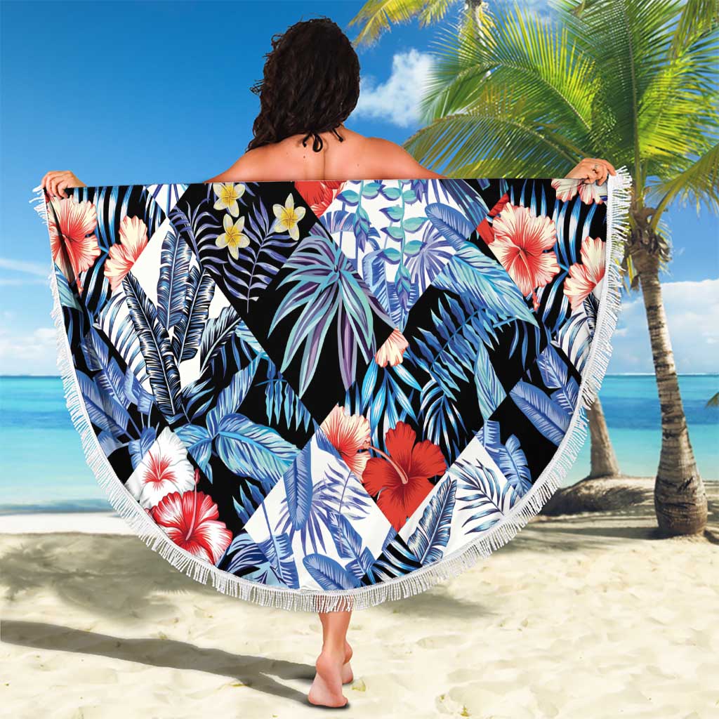 Hawaii Tropicana Blue Pattern Beach Blanket - Polynesian Pride