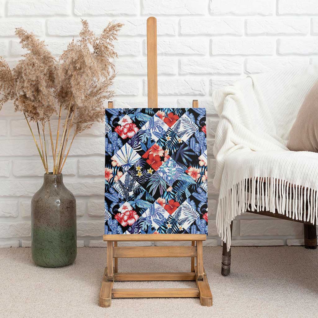 Hawaii Tropicana Blue Pattern Canvas Wall Art - Polynesian Pride