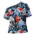 Hawaii Tropicana Blue Pattern Cross Shoulder Shirt - Polynesian Pride