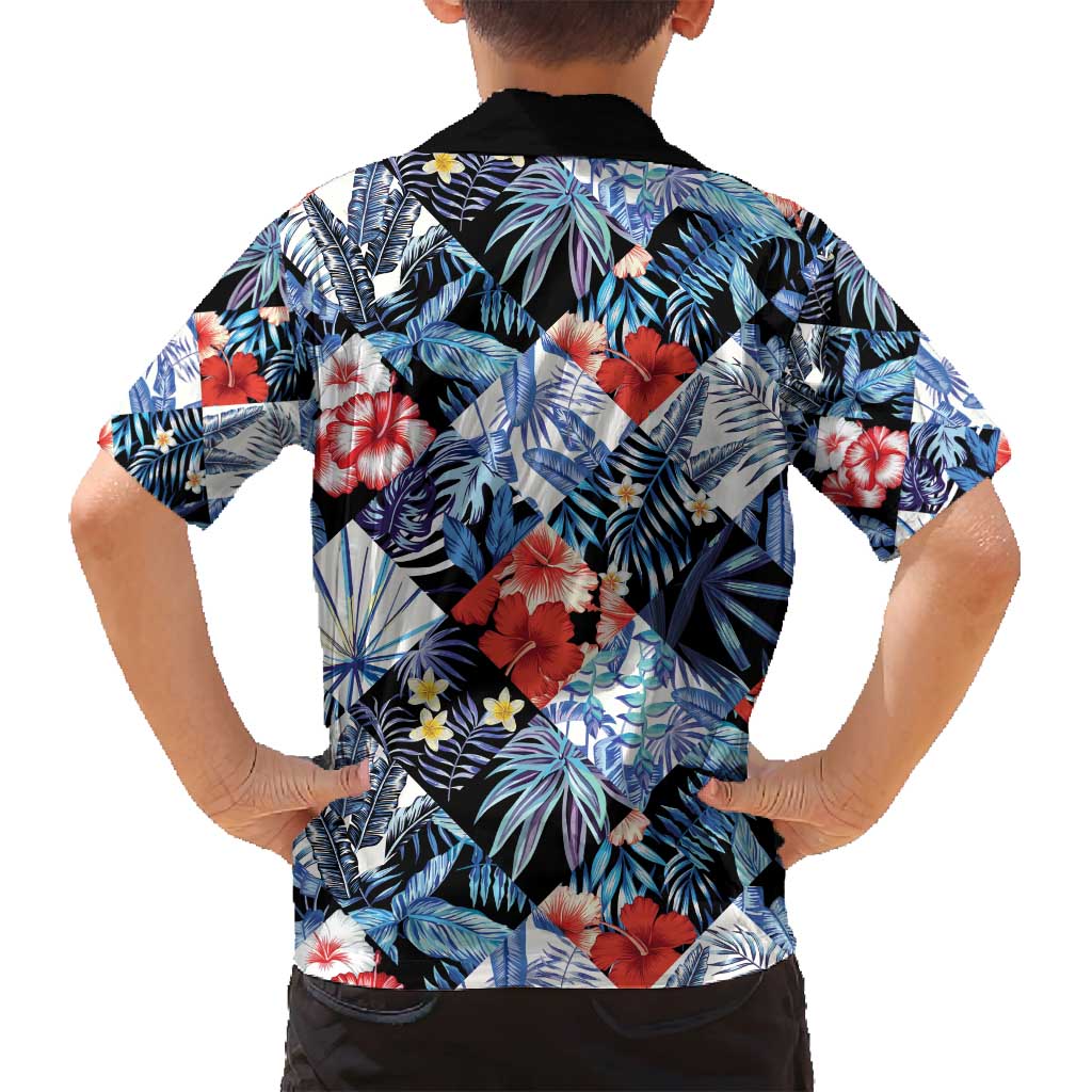 Hawaii Tropicana Blue Pattern Family Matching Long Sleeve Bodycon Dress and Hawaiian Shirt - Polynesian Pride