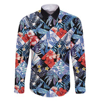 Hawaii Tropicana Blue Pattern Family Matching Mermaid Dress and Hawaiian Shirt - Polynesian Pride