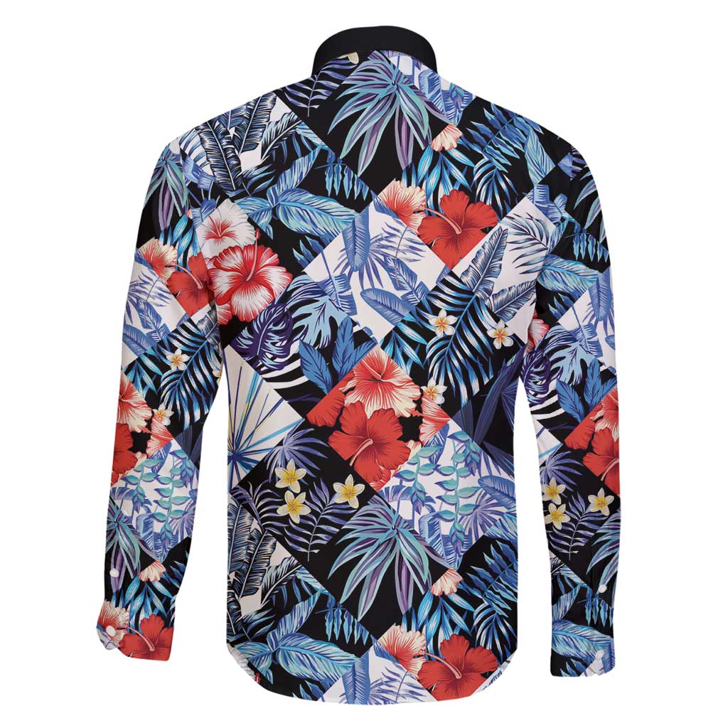Hawaii Tropicana Blue Pattern Family Matching Off Shoulder Short Dress and Hawaiian Shirt - Polynesian Pride