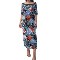 Hawaii Tropicana Blue Pattern Family Matching Puletasi and Hawaiian Shirt - Polynesian Pride