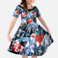 Hawaii Tropicana Blue Pattern Family Matching Summer Maxi Dress and Hawaiian Shirt - Polynesian Pride