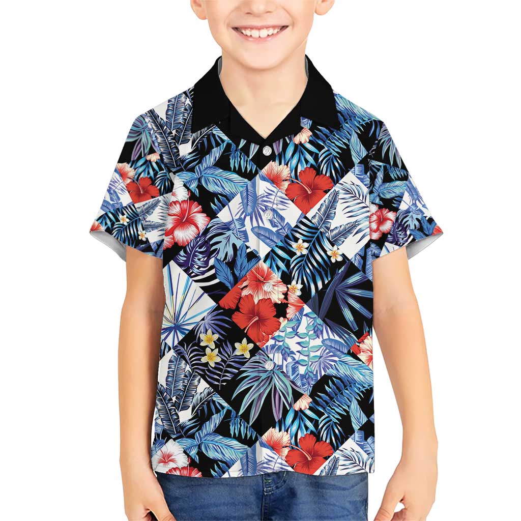 Hawaii Tropicana Blue Pattern Kid Hawaiian Shirt - Polynesian Pride