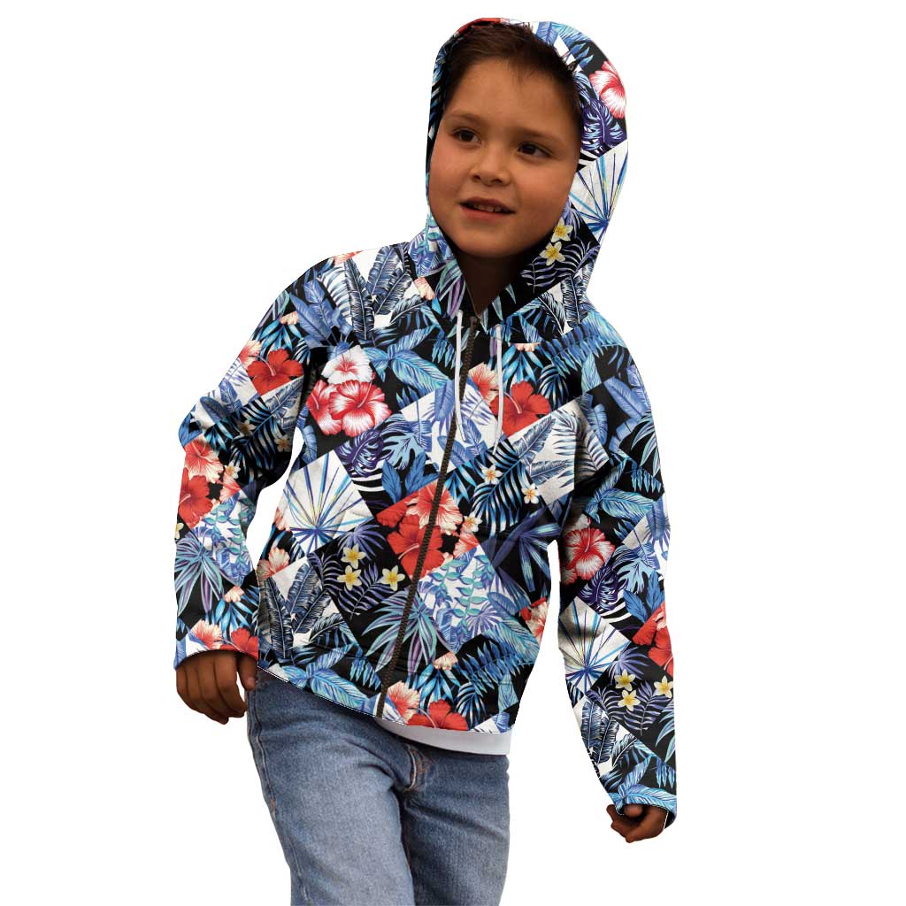 Hawaii Tropicana Blue Pattern Kid Hoodie - Polynesian Pride