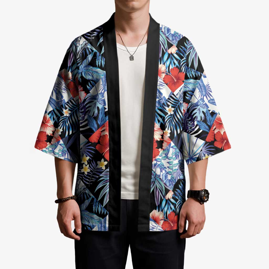 Hawaii Tropicana Blue Pattern Kimono - Polynesian Pride