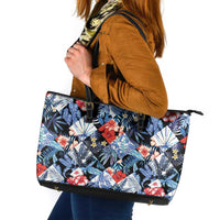 Hawaii Tropicana Blue Pattern Leather Tote Bag - Polynesian Pride