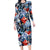 Hawaii Tropicana Blue Pattern Long Sleeve Bodycon Dress - Polynesian Pride