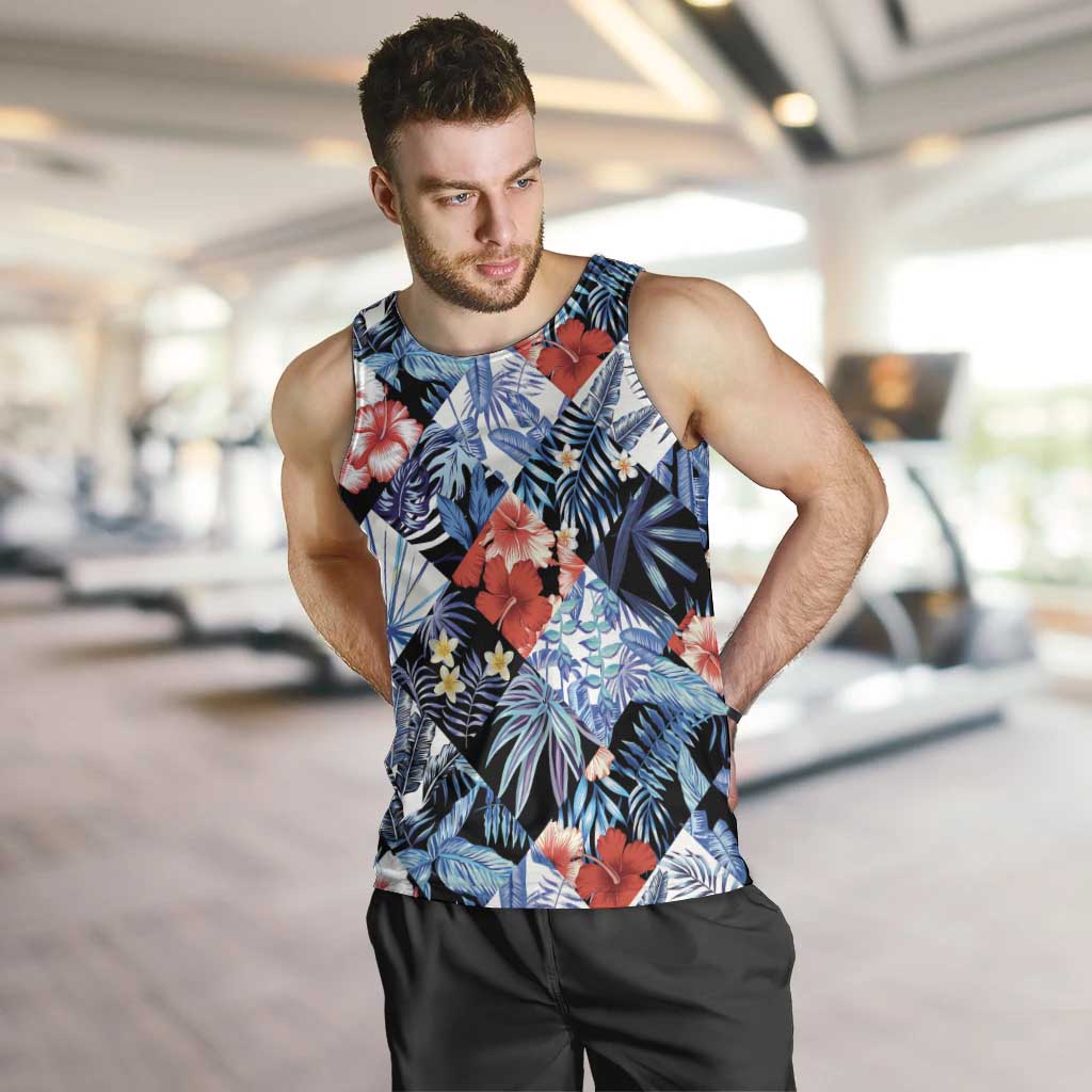Hawaii Tropicana Blue Pattern Men Tank Top - Polynesian Pride