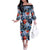 Hawaii Tropicana Blue Pattern Off The Shoulder Long Sleeve Dress - Polynesian Pride