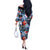 Hawaii Tropicana Blue Pattern Off The Shoulder Long Sleeve Dress - Polynesian Pride