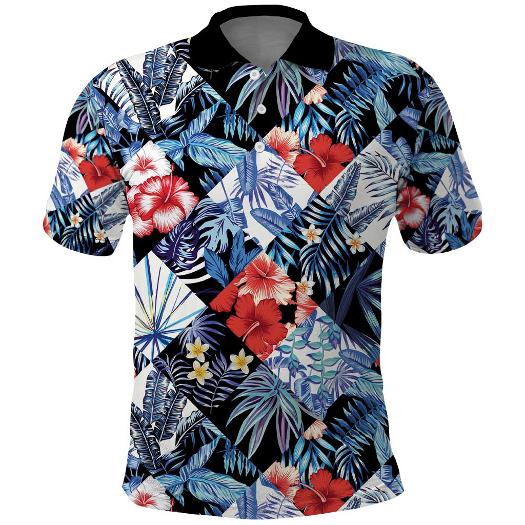 Hawaii Tropicana Blue Pattern Polo Shirt - Polynesian Pride
