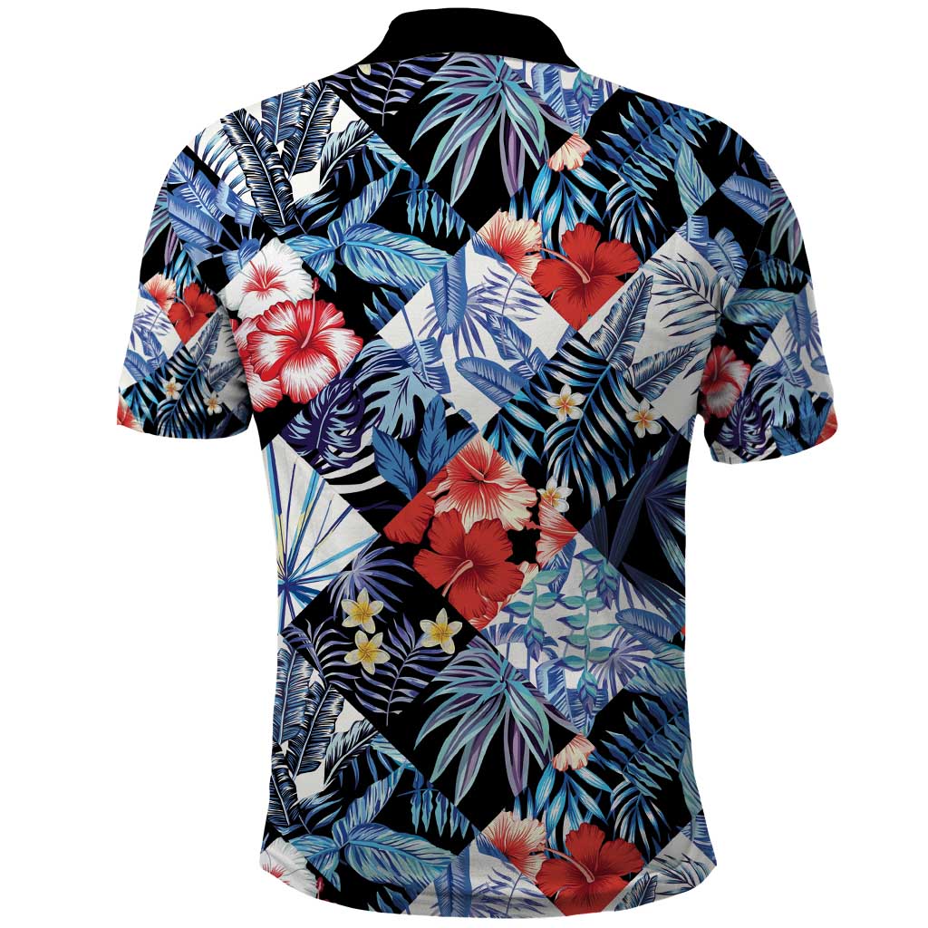 Hawaii Tropicana Blue Pattern Polo Shirt - Polynesian Pride