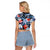 Hawaii Tropicana Blue Pattern Raglan Cropped T Shirt - Polynesian Pride