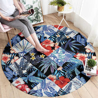 Hawaii Tropicana Blue Pattern Round Carpet - Polynesian Pride
