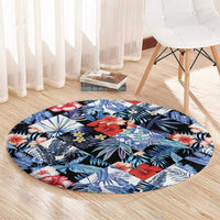 Hawaii Tropicana Blue Pattern Round Carpet - Polynesian Pride