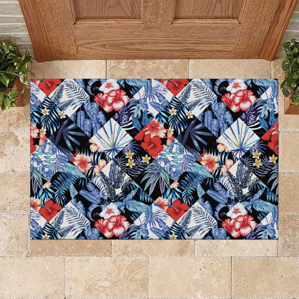 Hawaii Tropicana Blue Pattern Rubber Doormat - Polynesian Pride
