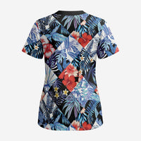 Hawaii Tropicana Blue Pattern Scrub Top LT01 - Polynesian Pride