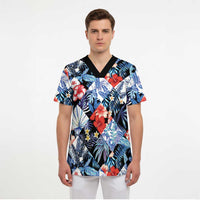 Hawaii Tropicana Blue Pattern Scrub Top LT01 - Polynesian Pride