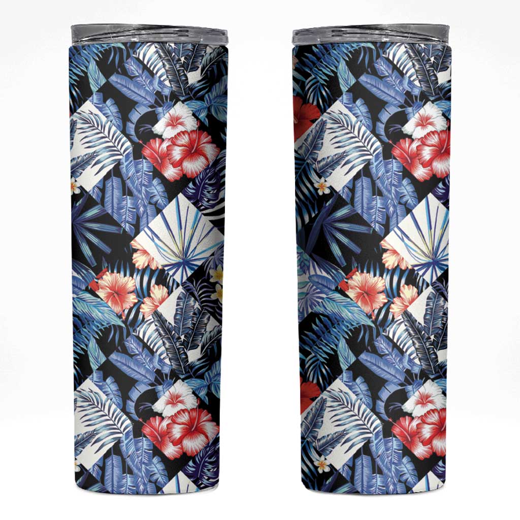 Hawaii Tropicana Blue Pattern Skinny Tumbler - Polynesian Pride