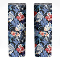 Hawaii Tropicana Blue Pattern Skinny Tumbler - Polynesian Pride