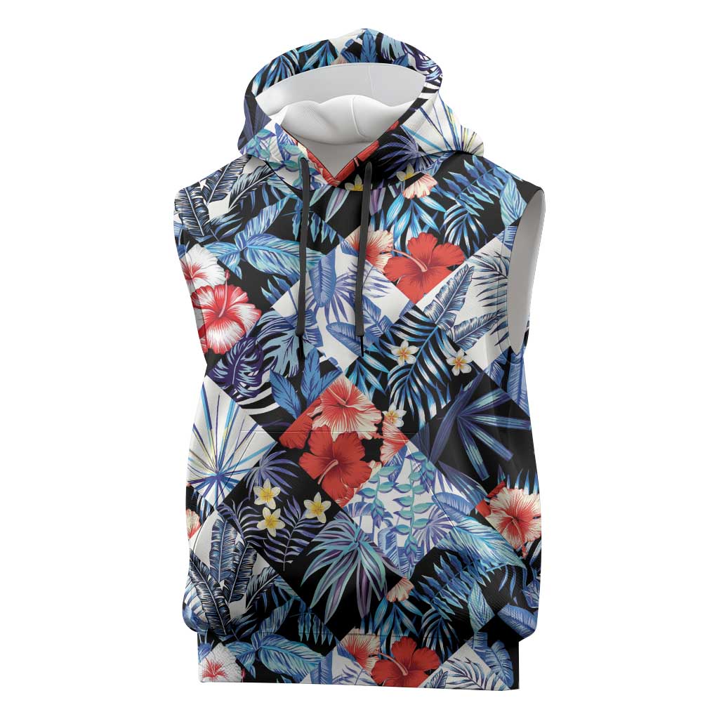 Hawaii Tropicana Blue Pattern Sleeveless Hoodie - Polynesian Pride