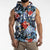 Hawaii Tropicana Blue Pattern Sleeveless Hoodie - Polynesian Pride