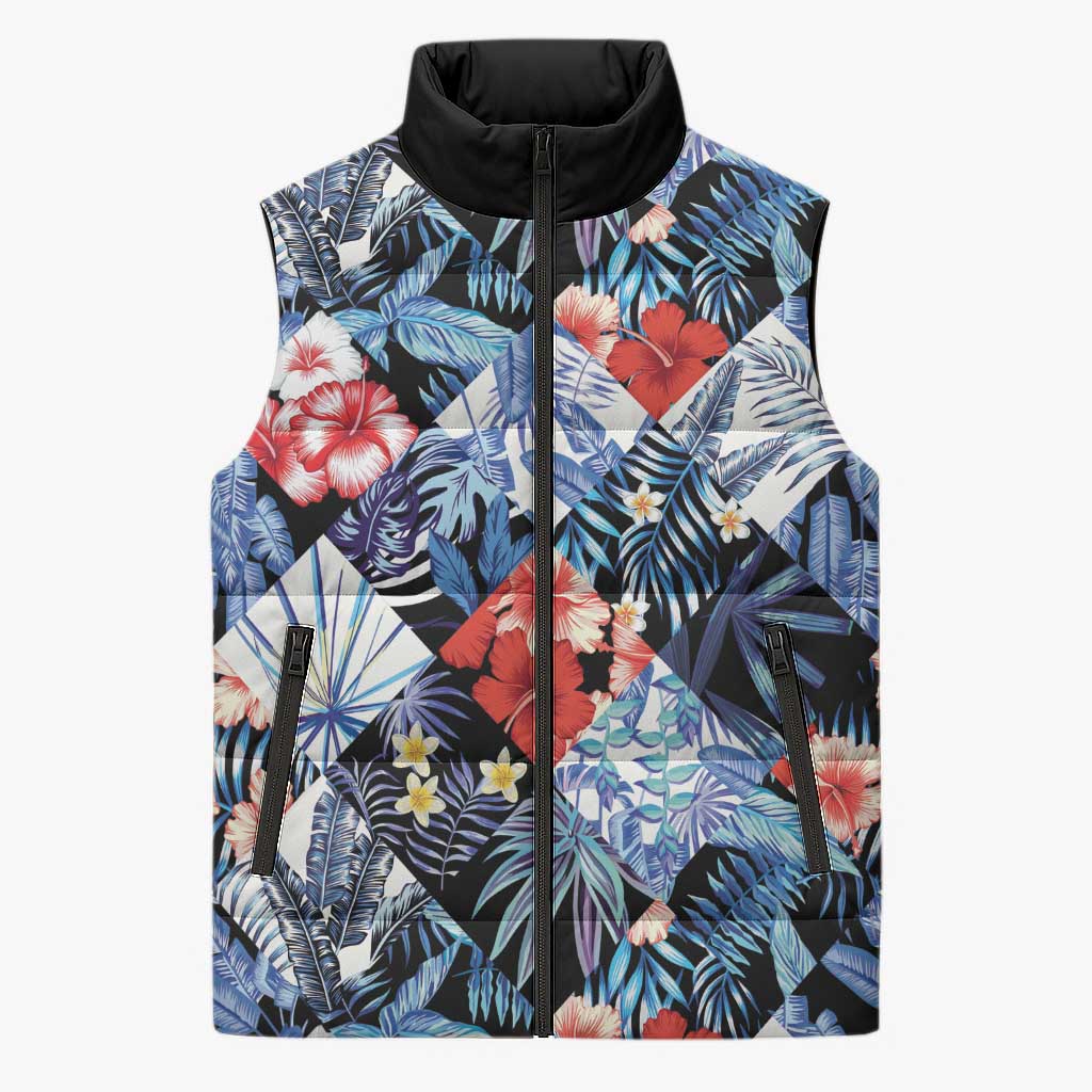 Hawaii Tropicana Blue Pattern Sleeveless Puffer Jacket - Polynesian Pride