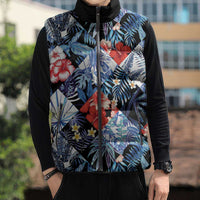 Hawaii Tropicana Blue Pattern Sleeveless Puffer Jacket - Polynesian Pride